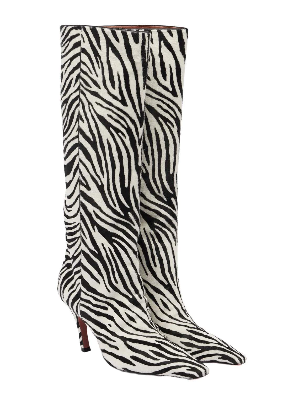 Amina Muaddi Mona zebra-print calf hair knee-high boots