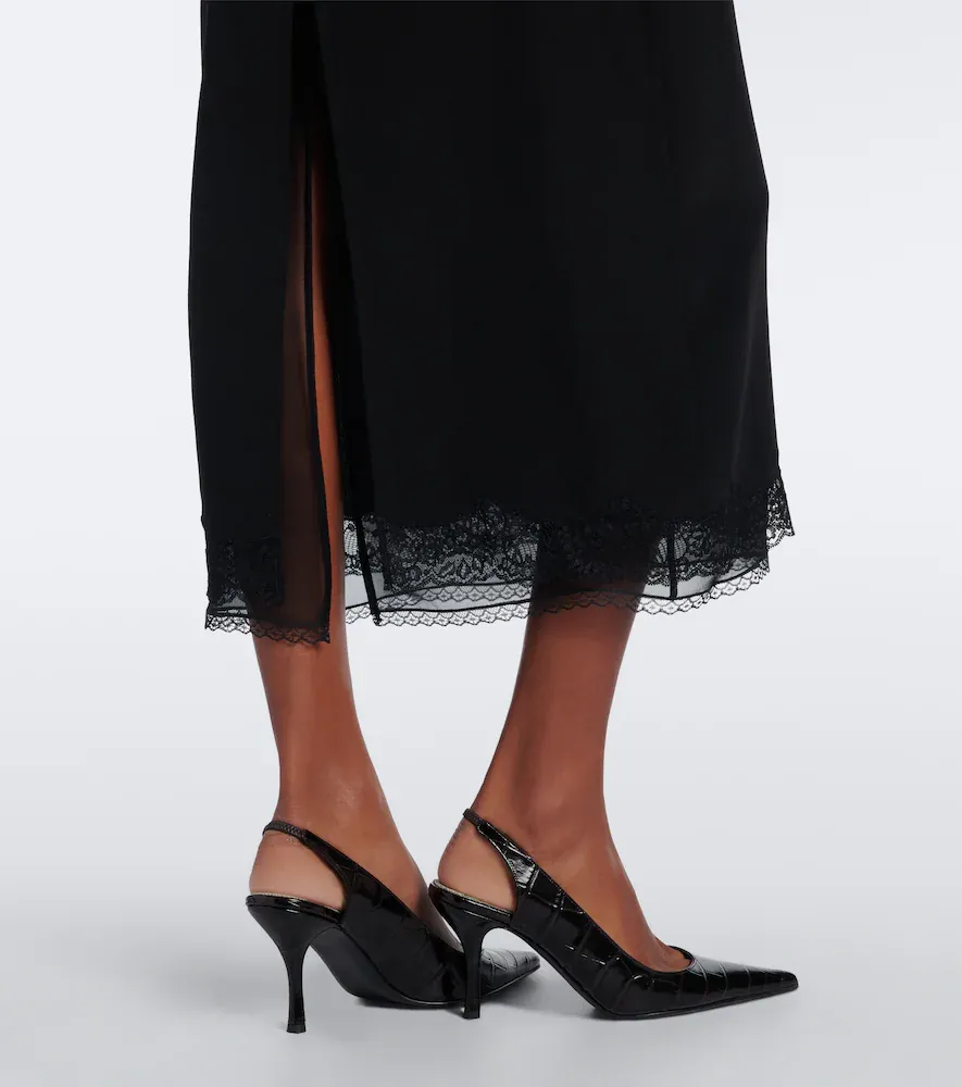 Magda Butrym Lace-trimmed silk velvet slip dress | Thumbnail 2 Magda Butrym Lace-trimmed silk velvet slip dress | Thumbnail 2
