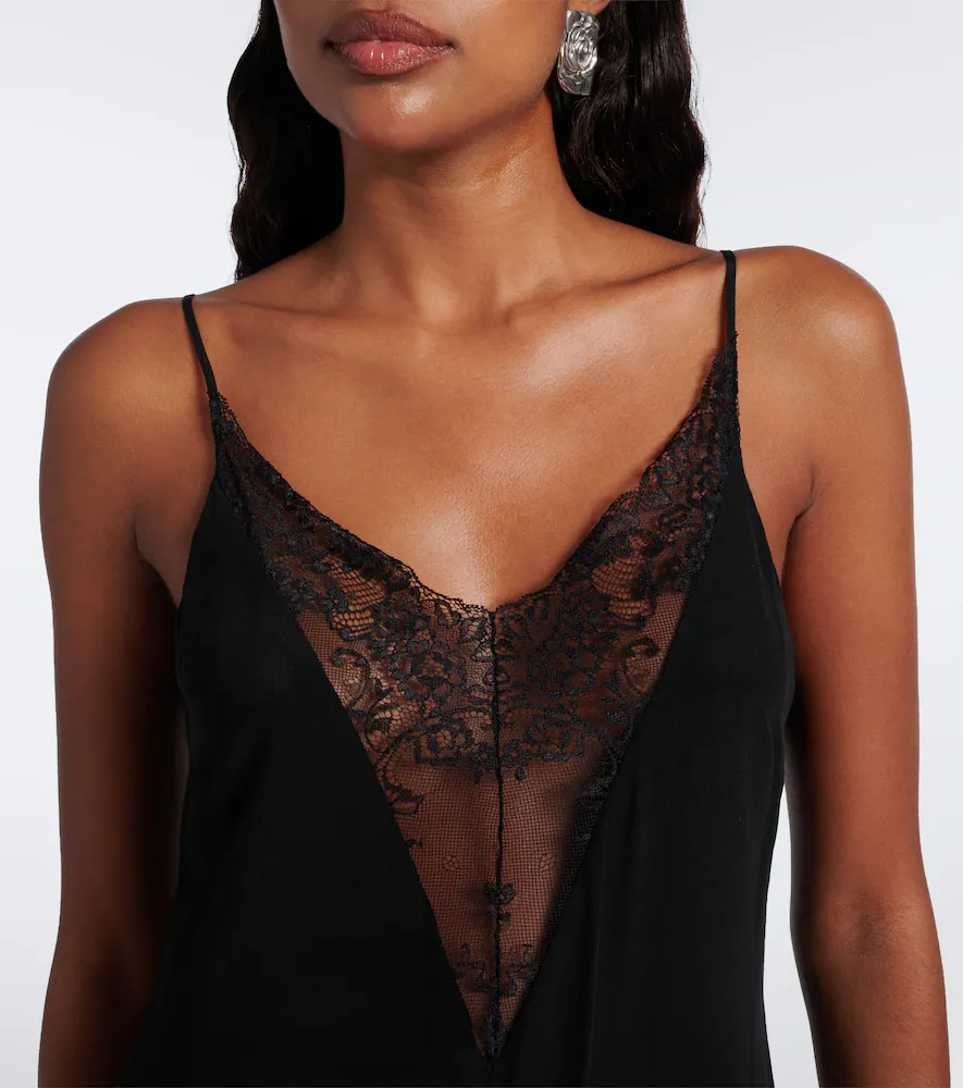 Magda Butrym Lace-trimmed silk velvet slip dress | Thumbnail 3 Magda Butrym Lace-trimmed silk velvet slip dress | Thumbnail 3