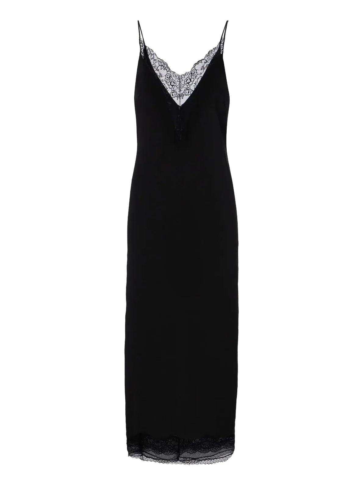 Lace-trimmed silk velvet slip dress Lace-trimmed silk velvet slip dress