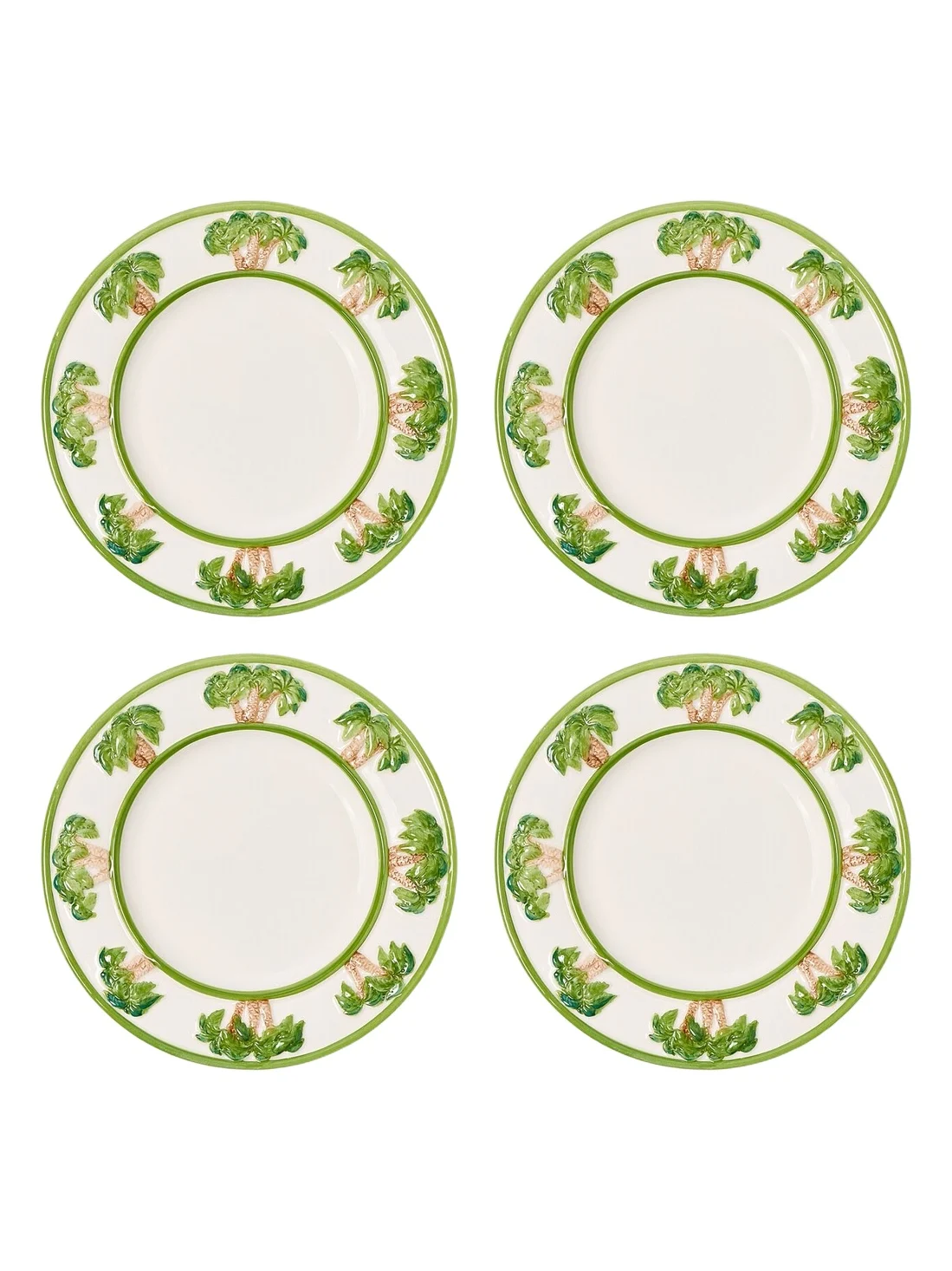 LES OTTOMANS Palms set of 4 ceramic dessert plates