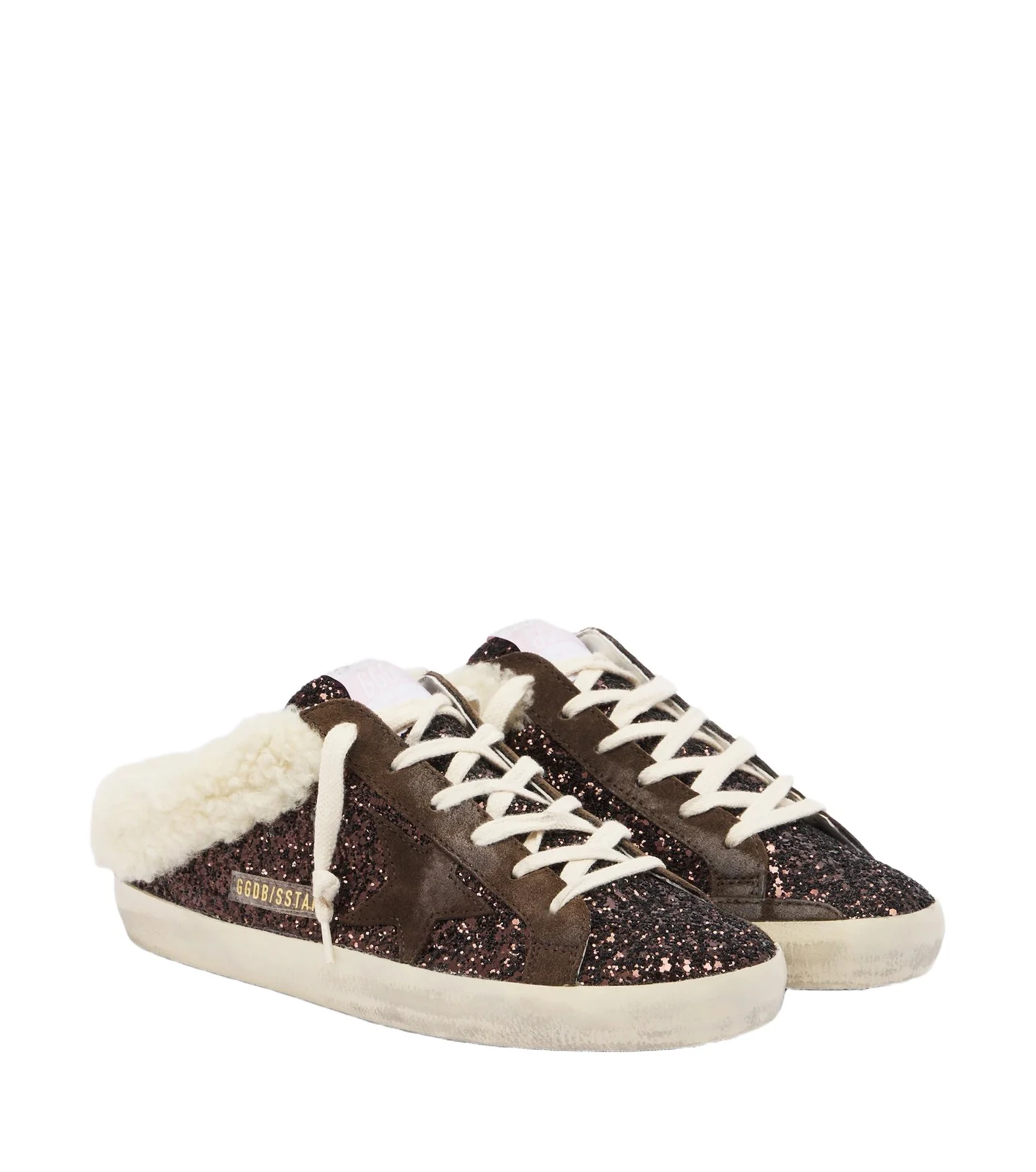 Golden Goose Super-Star glitter shearling-lined mules