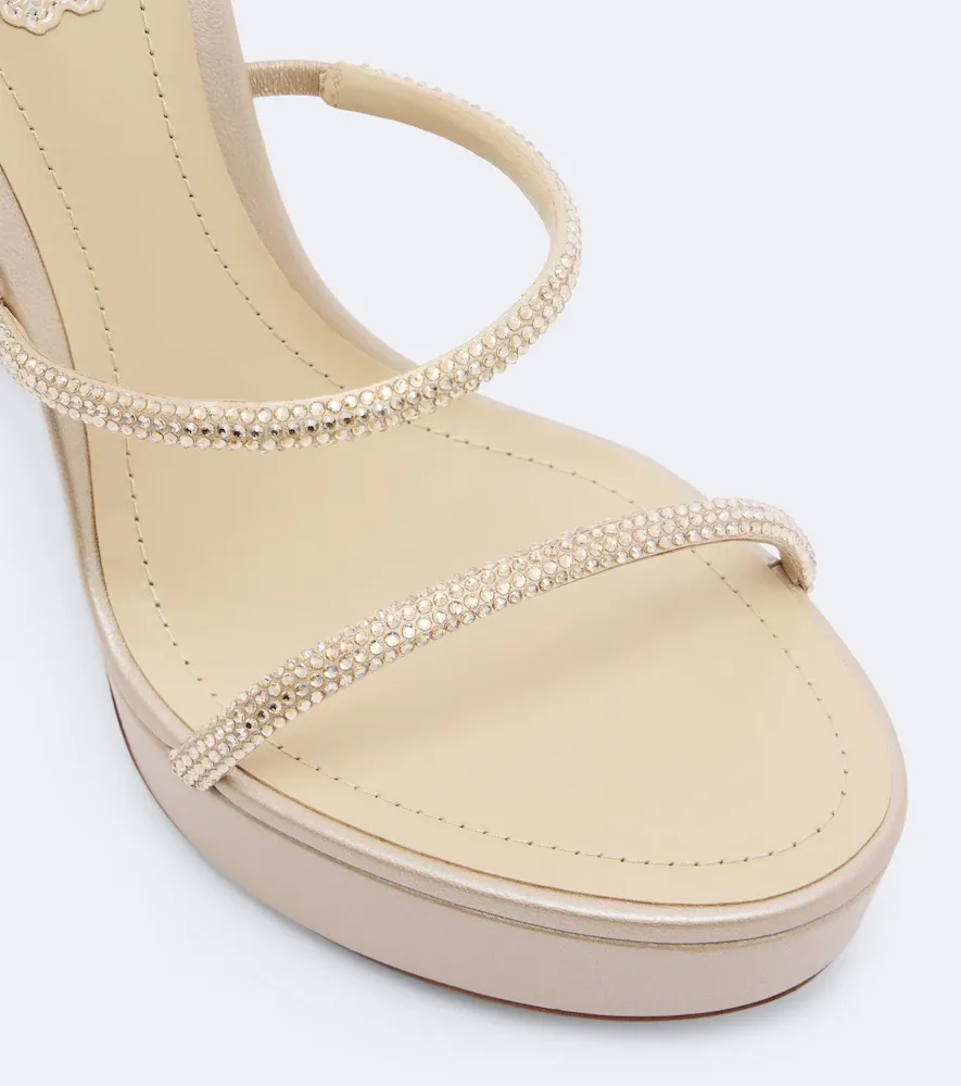 René Caovilla Cleo embellished satin platform sandals | Thumbnail 2