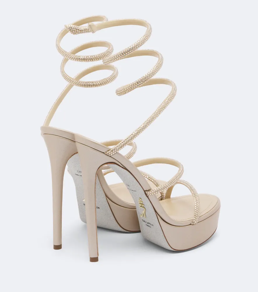 René Caovilla Cleo embellished satin platform sandals | Thumbnail 3