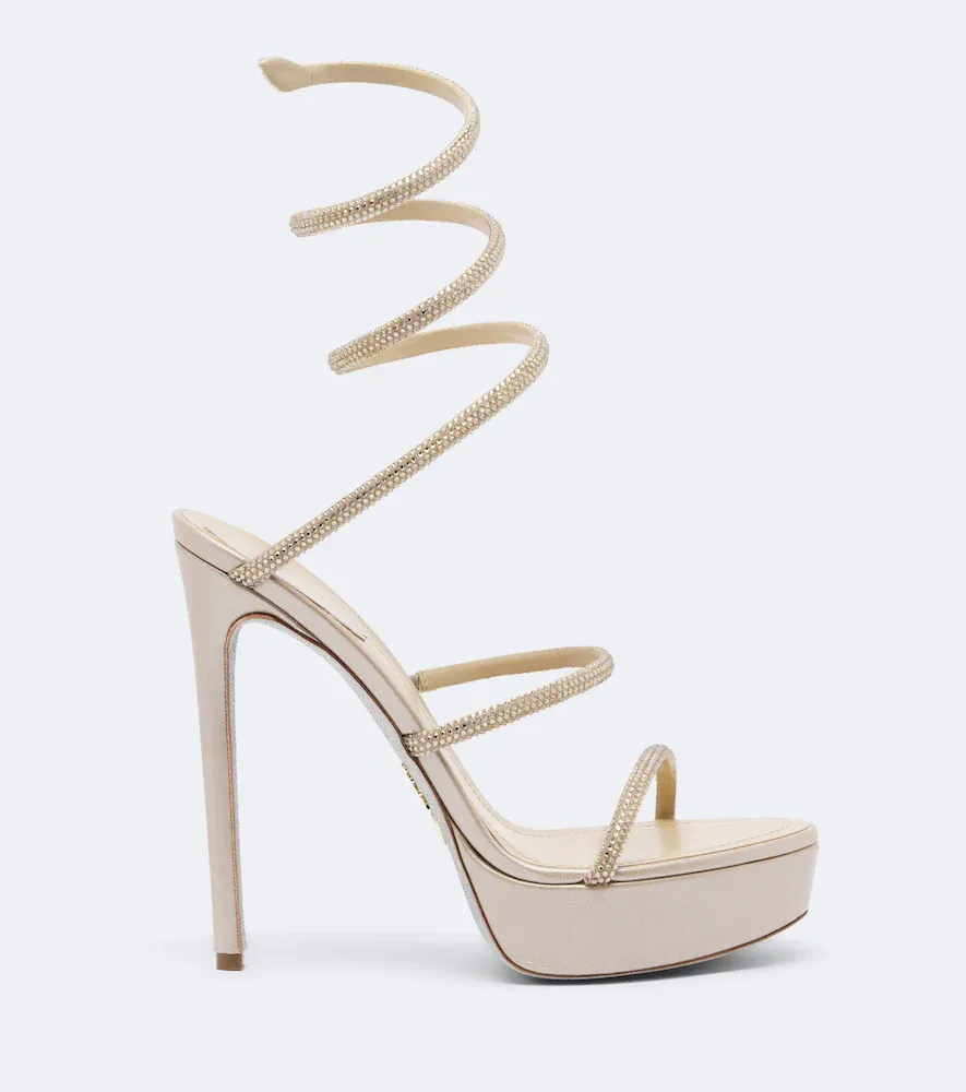 René Caovilla Cleo embellished satin platform sandals | Thumbnail 4