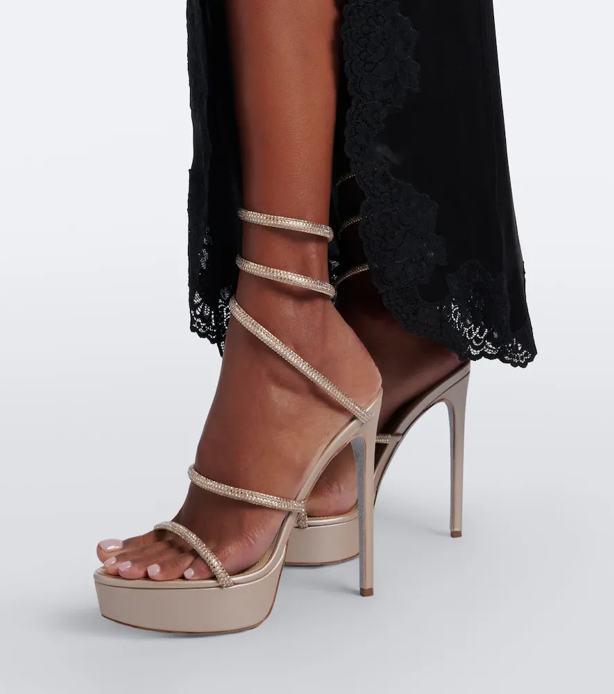 René Caovilla Cleo embellished satin platform sandals | Thumbnail 5