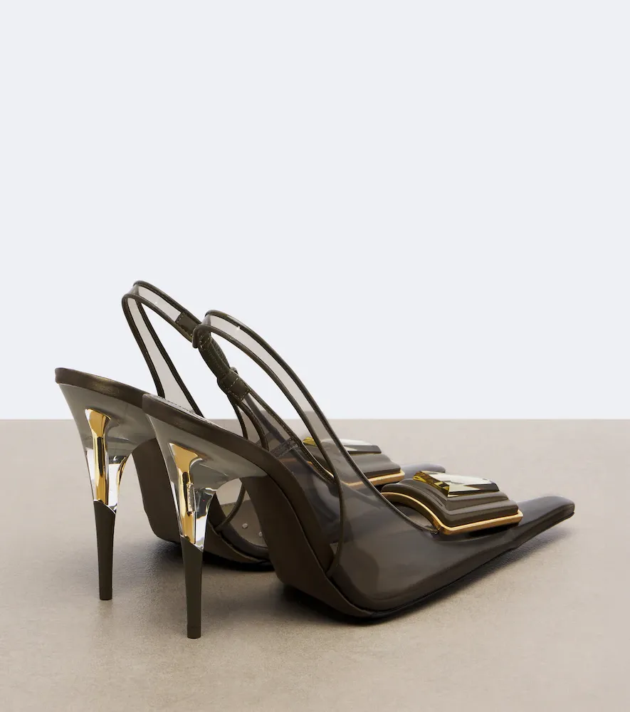 Saint Laurent Sibyl leather-trimmed TPU slingback pumps | Thumbnail 2 Saint Laurent Sibyl leather-trimmed TPU slingback pumps | Thumbnail 2