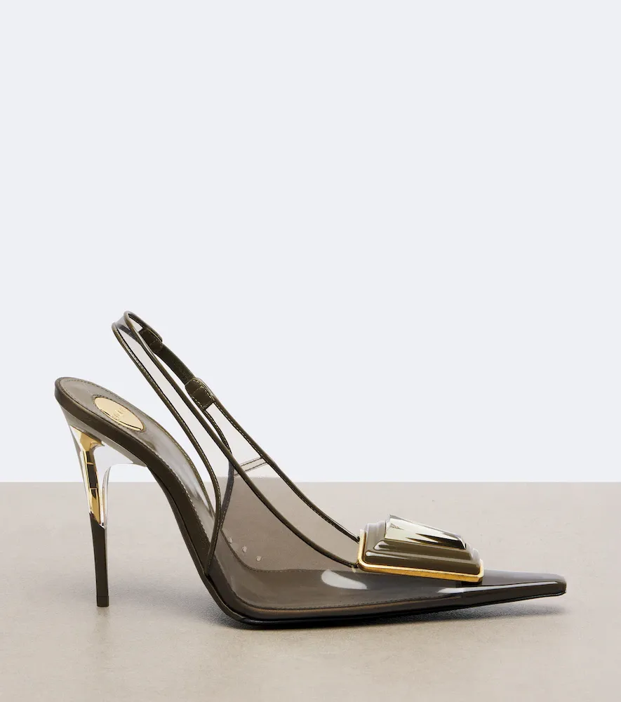 Saint Laurent Sibyl leather-trimmed TPU slingback pumps | Thumbnail 4 Saint Laurent Sibyl leather-trimmed TPU slingback pumps | Thumbnail 4
