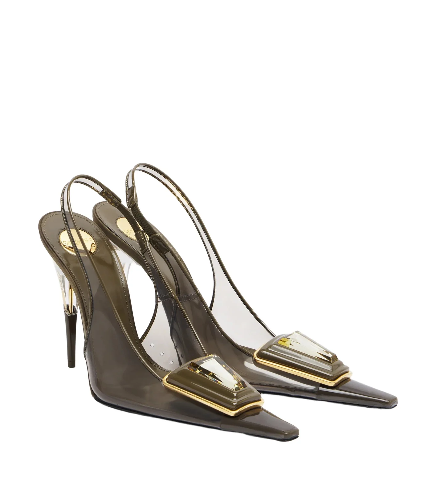 Sibyl leather-trimmed TPU slingback pumps Sibyl leather-trimmed TPU slingback pumps