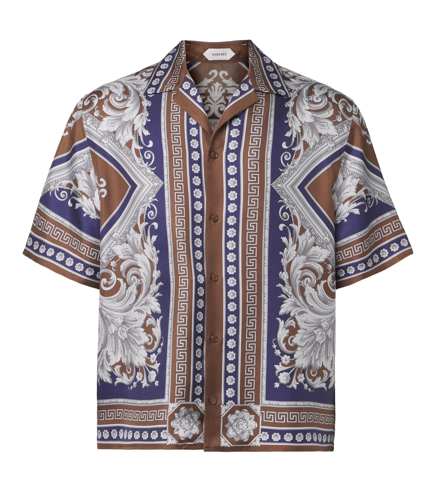 Versace Neoclassical Barocco silk twill bowling shirt