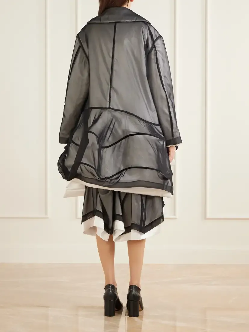 Comme des Garçons Layered Georgette And Padded-satin Coat - Black | Thumbnail 3 Comme des Garçons Layered Georgette And Padded-satin Coat - Black | Thumbnail 3