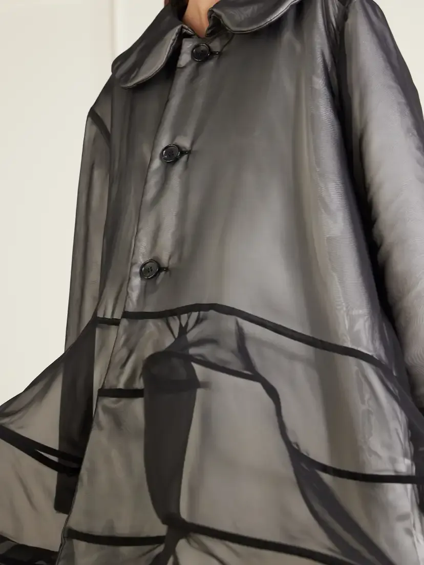 Comme des Garçons Layered Georgette And Padded-satin Coat - Black | Thumbnail 4 Comme des Garçons Layered Georgette And Padded-satin Coat - Black | Thumbnail 4