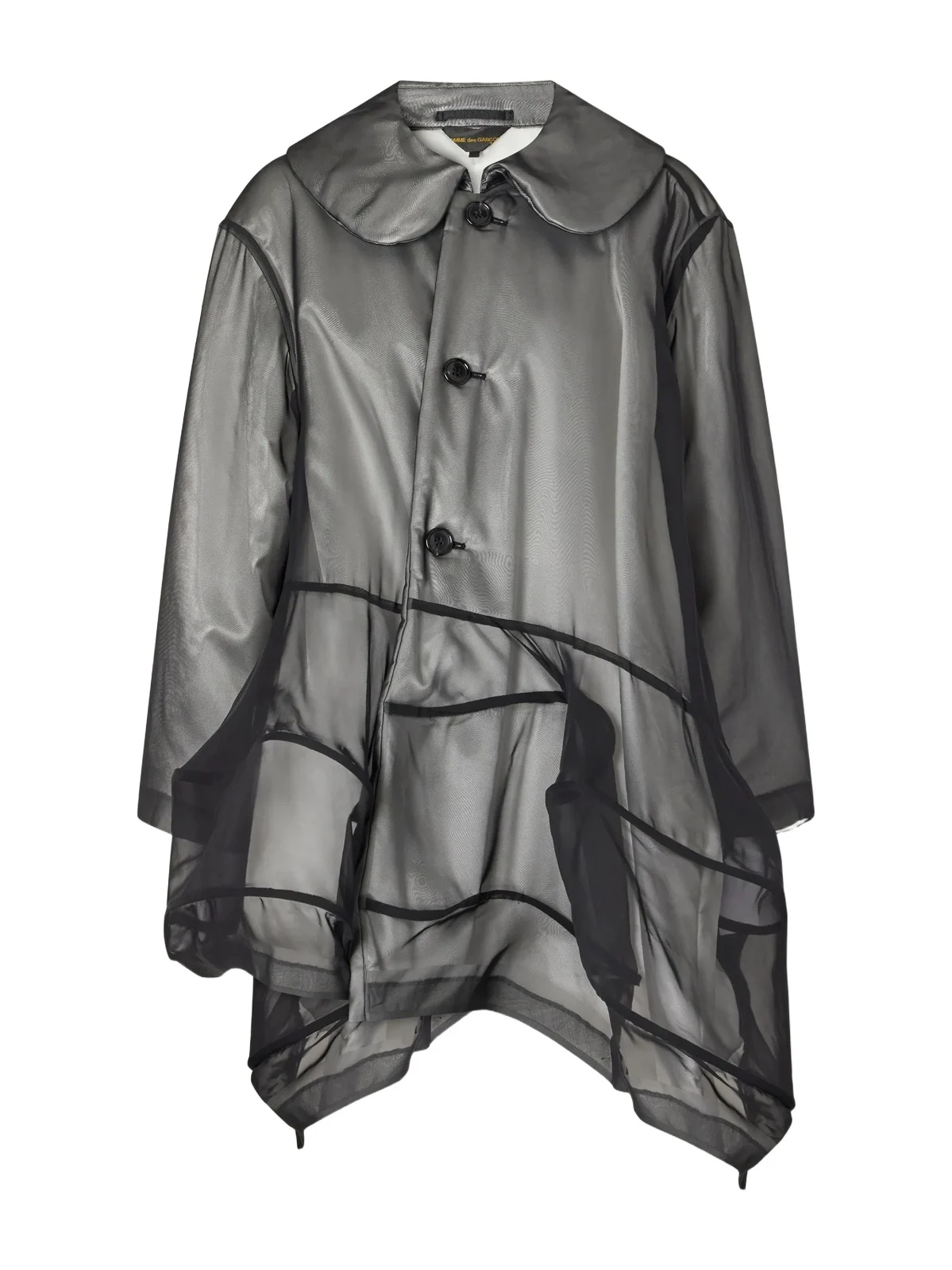 Comme des Garçons Layered Georgette And Padded-satin Coat - Black