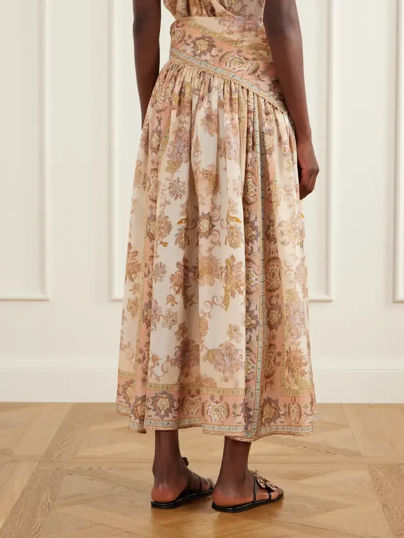 Zimmermann Echo Scarf-detailed Printed Silk Midi Skirt | Thumbnail 4 Zimmermann Echo Scarf-detailed Printed Silk Midi Skirt | Thumbnail 4