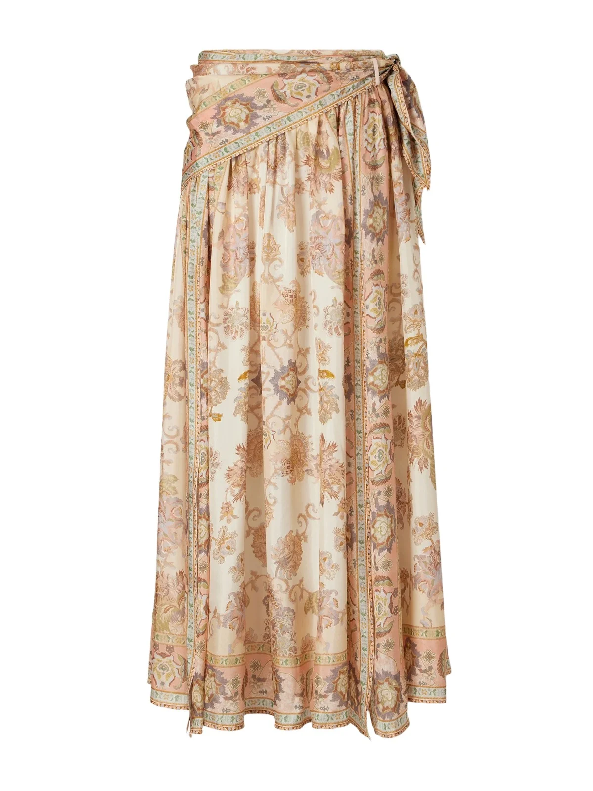 Echo Scarf-detailed Printed Silk Midi Skirt Echo Scarf-detailed Printed Silk Midi Skirt