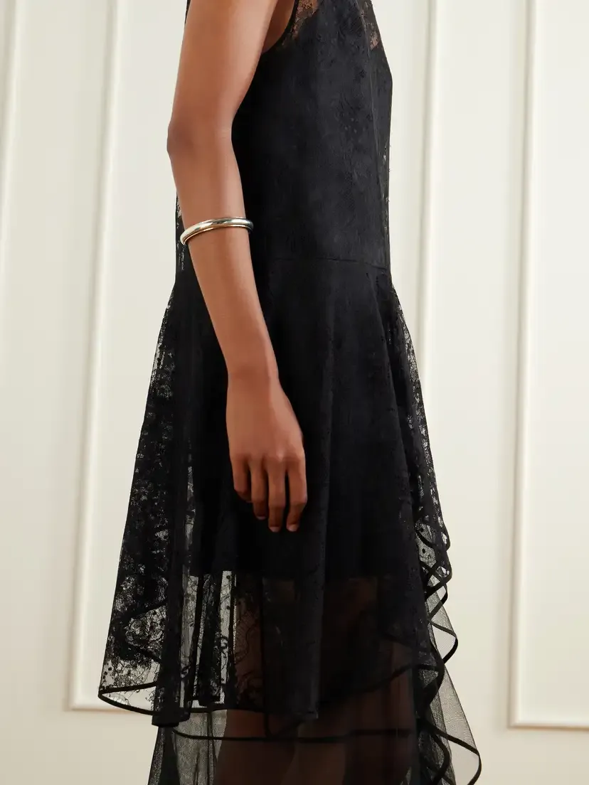 Sharon Wauchob Dana Ruffled Tiered Cotton-blend Lace And Tulle Gown - Black | Thumbnail 4 Sharon Wauchob Dana Ruffled Tiered Cotton-blend Lace And Tulle Gown - Black | Thumbnail 4