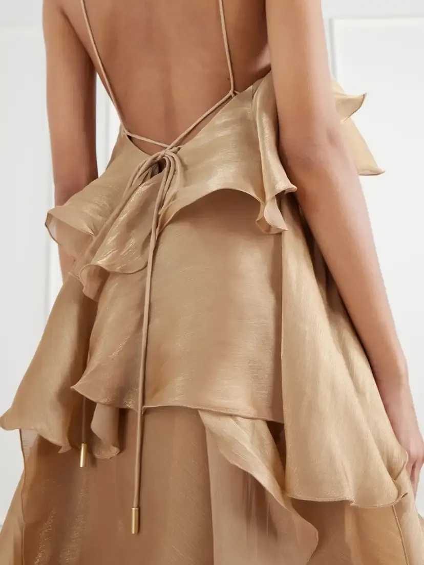 Aje Marlo Floral-appliquéd Ruffled Layered Chiffon Gown | Thumbnail 5 Aje Marlo Floral-appliquéd Ruffled Layered Chiffon Gown | Thumbnail 5