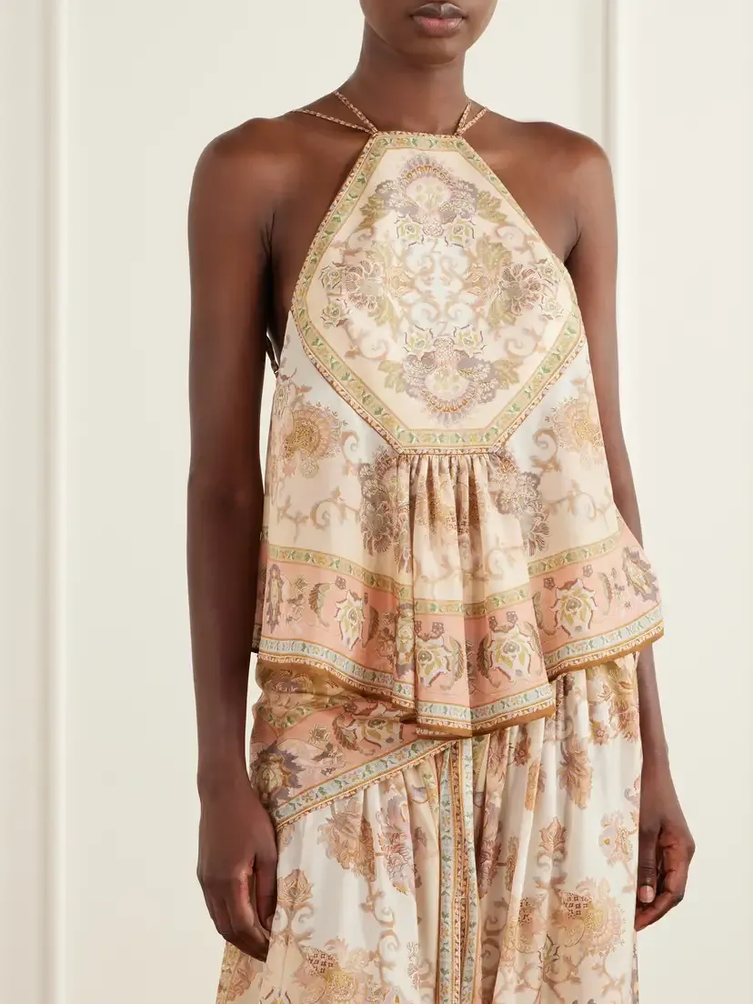 Zimmermann Echo Gathered Printed Silk Halterneck Cami | Thumbnail 3 Zimmermann Echo Gathered Printed Silk Halterneck Cami | Thumbnail 3