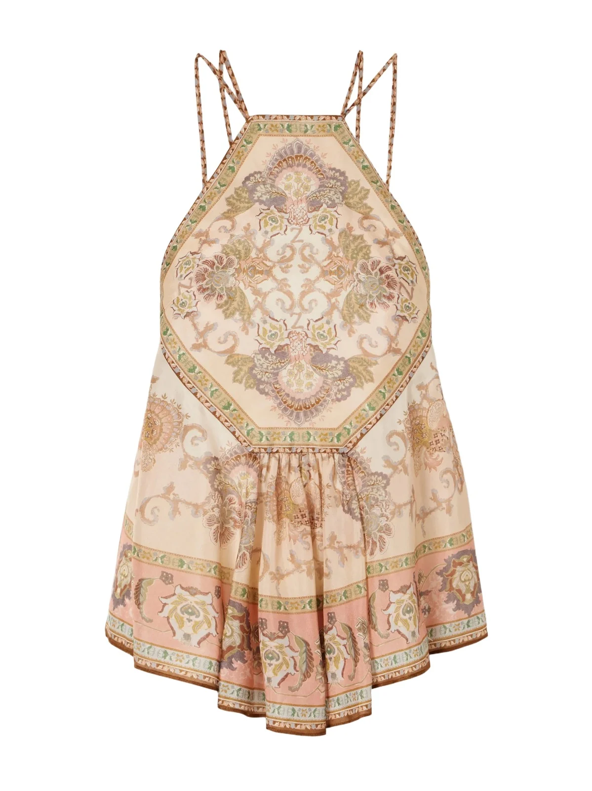 Echo Gathered Printed Silk Halterneck Cami