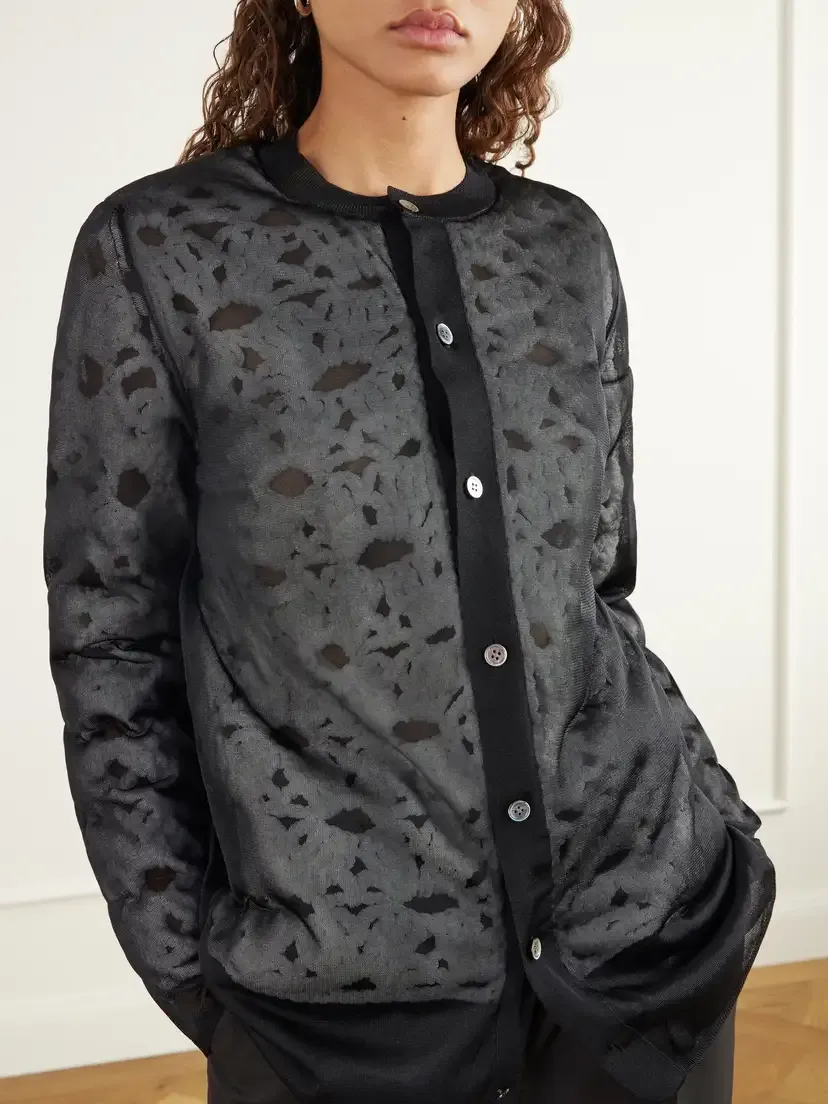 Comme des Garçons Layered Mesh And Crochet-knit Cardigan - Black | Thumbnail 5 Comme des Garçons Layered Mesh And Crochet-knit Cardigan - Black | Thumbnail 5