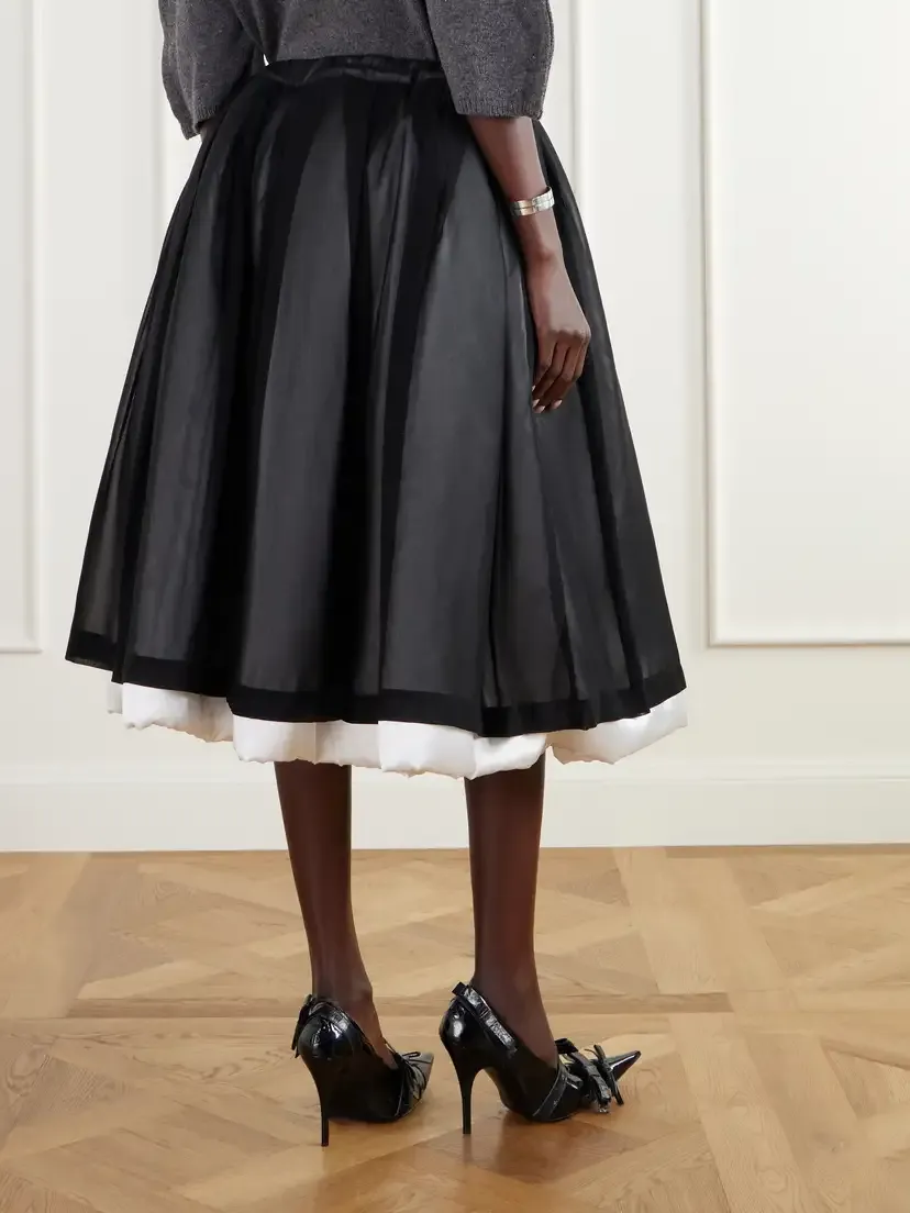 Comme des Garçons Pleated Padded Satin-trimmed Georgette Midi Skirt | Thumbnail 4 Comme des Garçons Pleated Padded Satin-trimmed Georgette Midi Skirt | Thumbnail 4