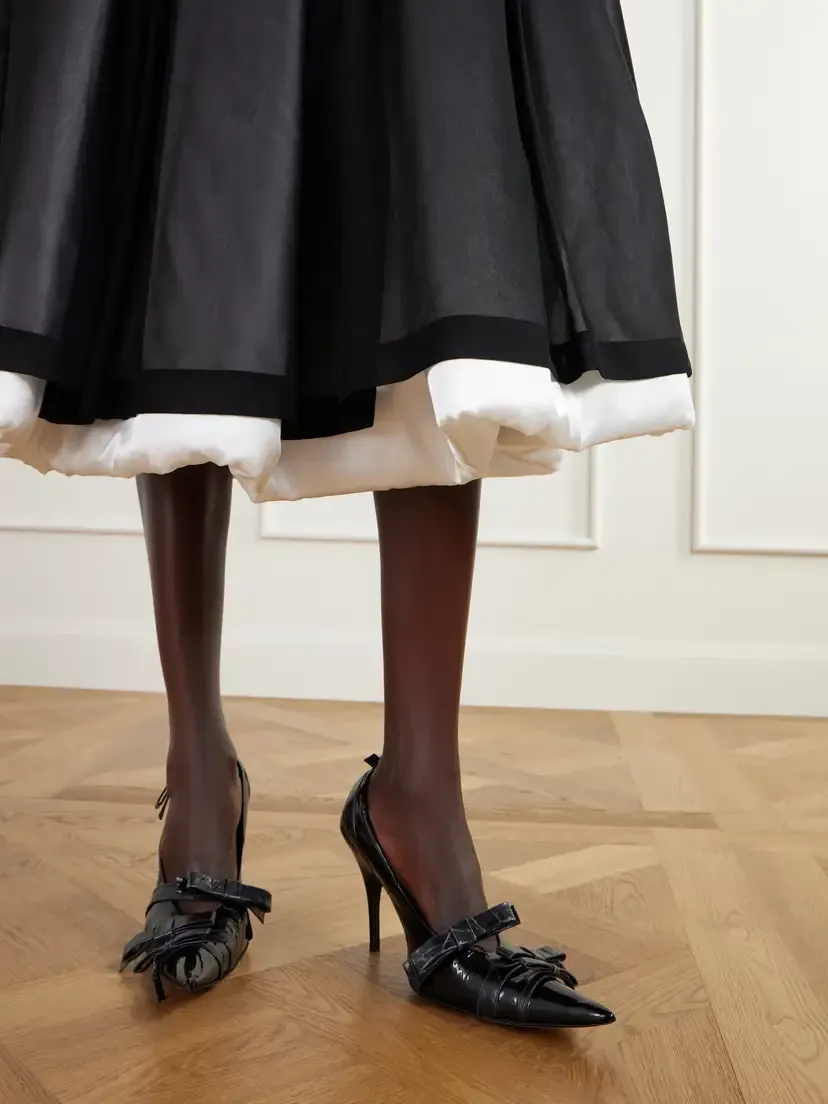 Comme des Garçons Pleated Padded Satin-trimmed Georgette Midi Skirt | Thumbnail 5 Comme des Garçons Pleated Padded Satin-trimmed Georgette Midi Skirt | Thumbnail 5