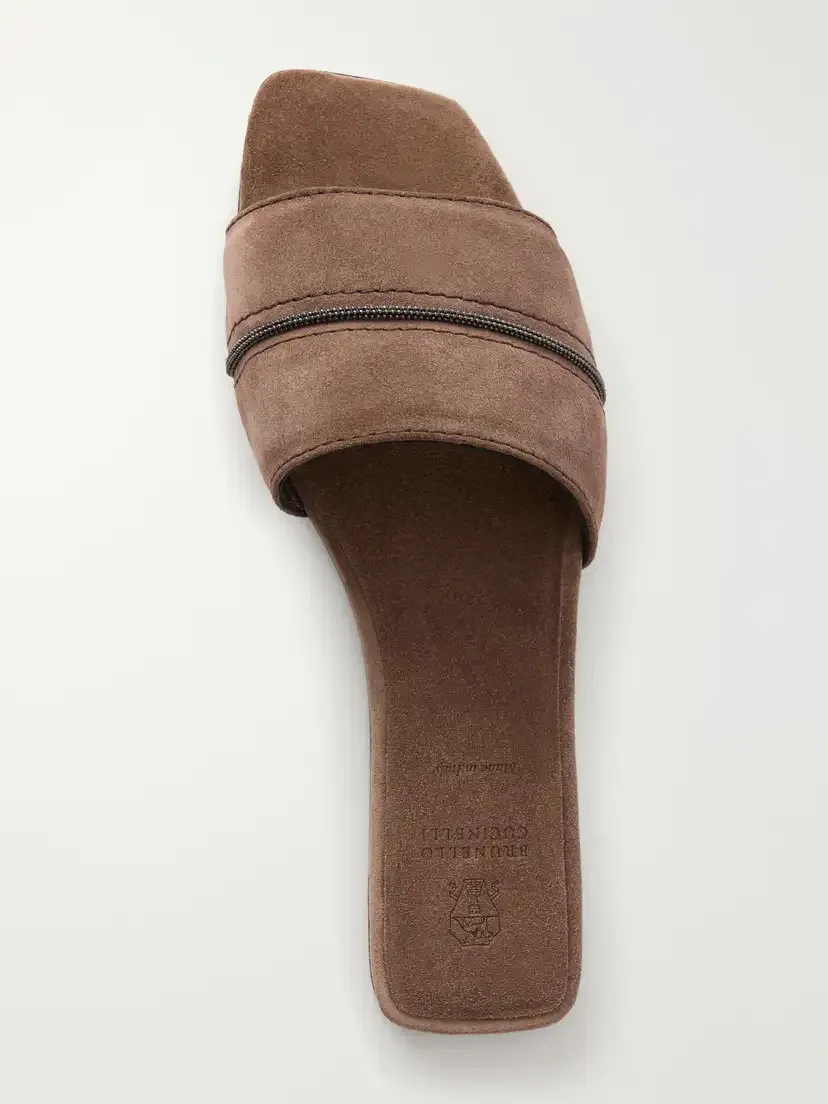 Brunello Cucinelli Monilli-embellished Suede Slides | Thumbnail 6 Brunello Cucinelli Monilli-embellished Suede Slides | Thumbnail 6
