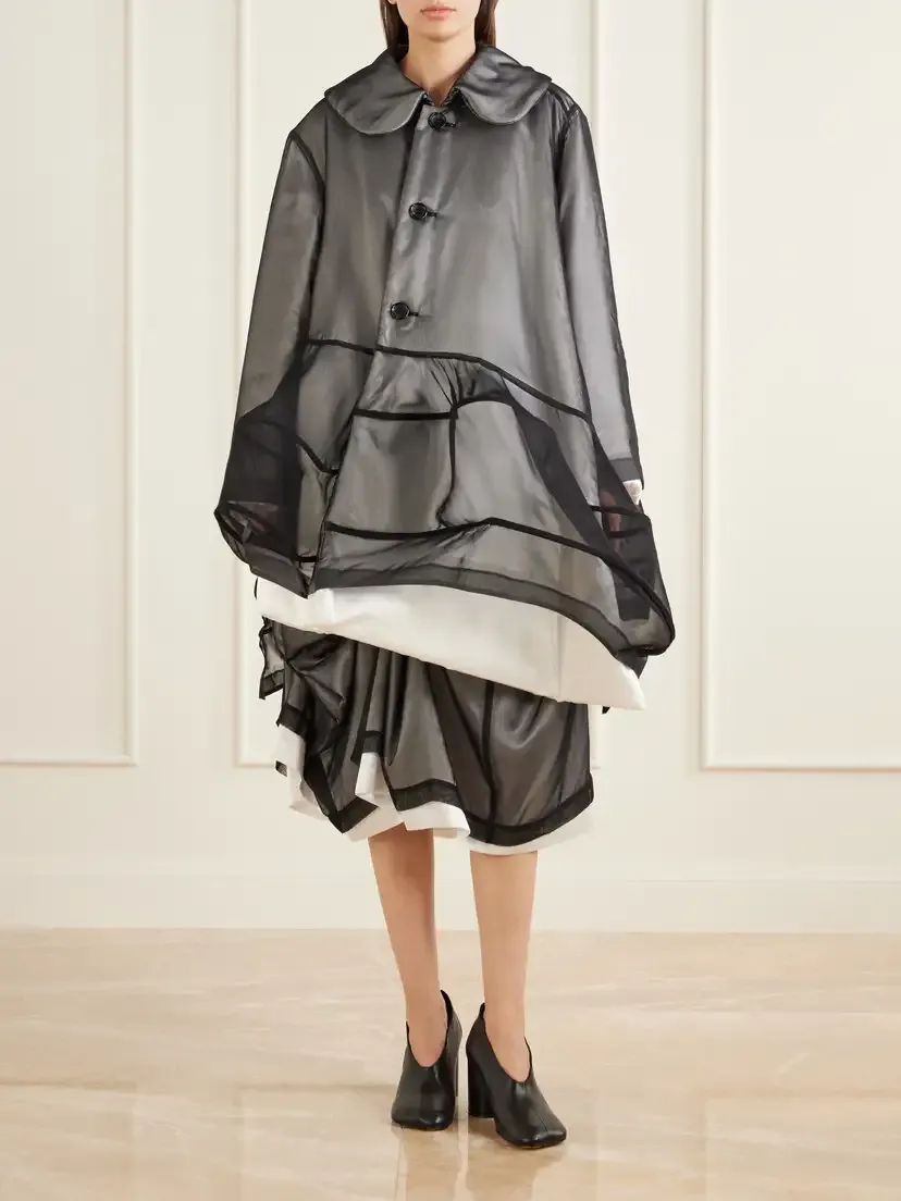 Comme des Garçons Ruched Georgette And Padded-satin Midi Skirt | Thumbnail 2 Comme des Garçons Ruched Georgette And Padded-satin Midi Skirt | Thumbnail 2