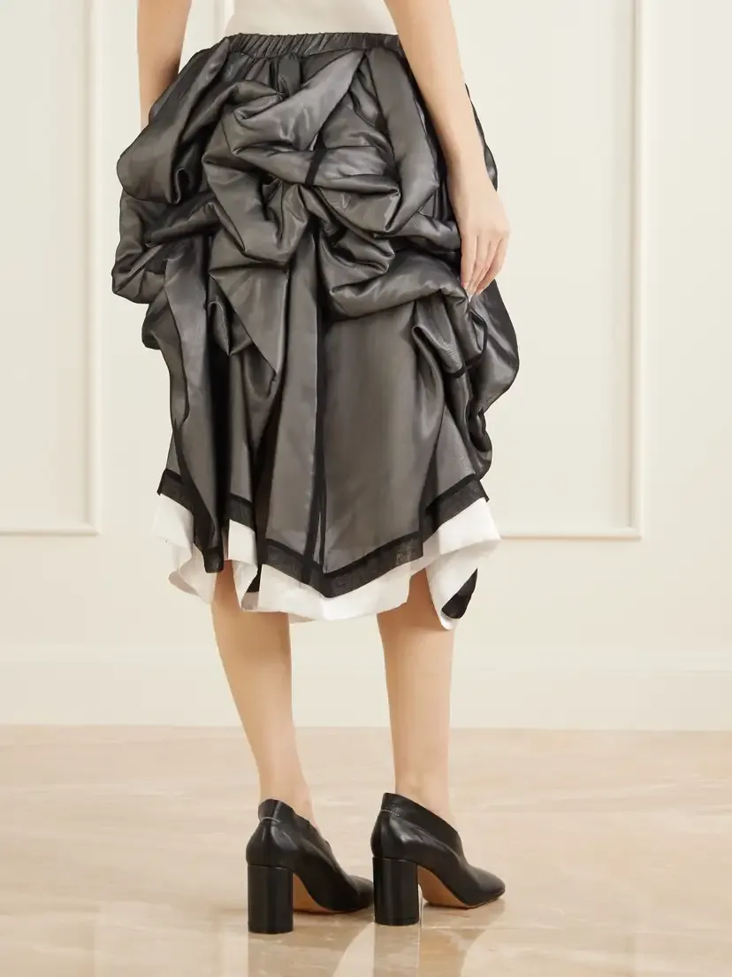 Comme des Garçons Ruched Georgette And Padded-satin Midi Skirt | Thumbnail 4 Comme des Garçons Ruched Georgette And Padded-satin Midi Skirt | Thumbnail 4