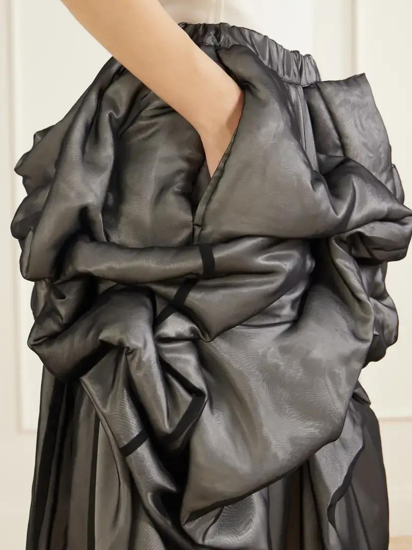 Comme des Garçons Ruched Georgette And Padded-satin Midi Skirt | Thumbnail 5 Comme des Garçons Ruched Georgette And Padded-satin Midi Skirt | Thumbnail 5
