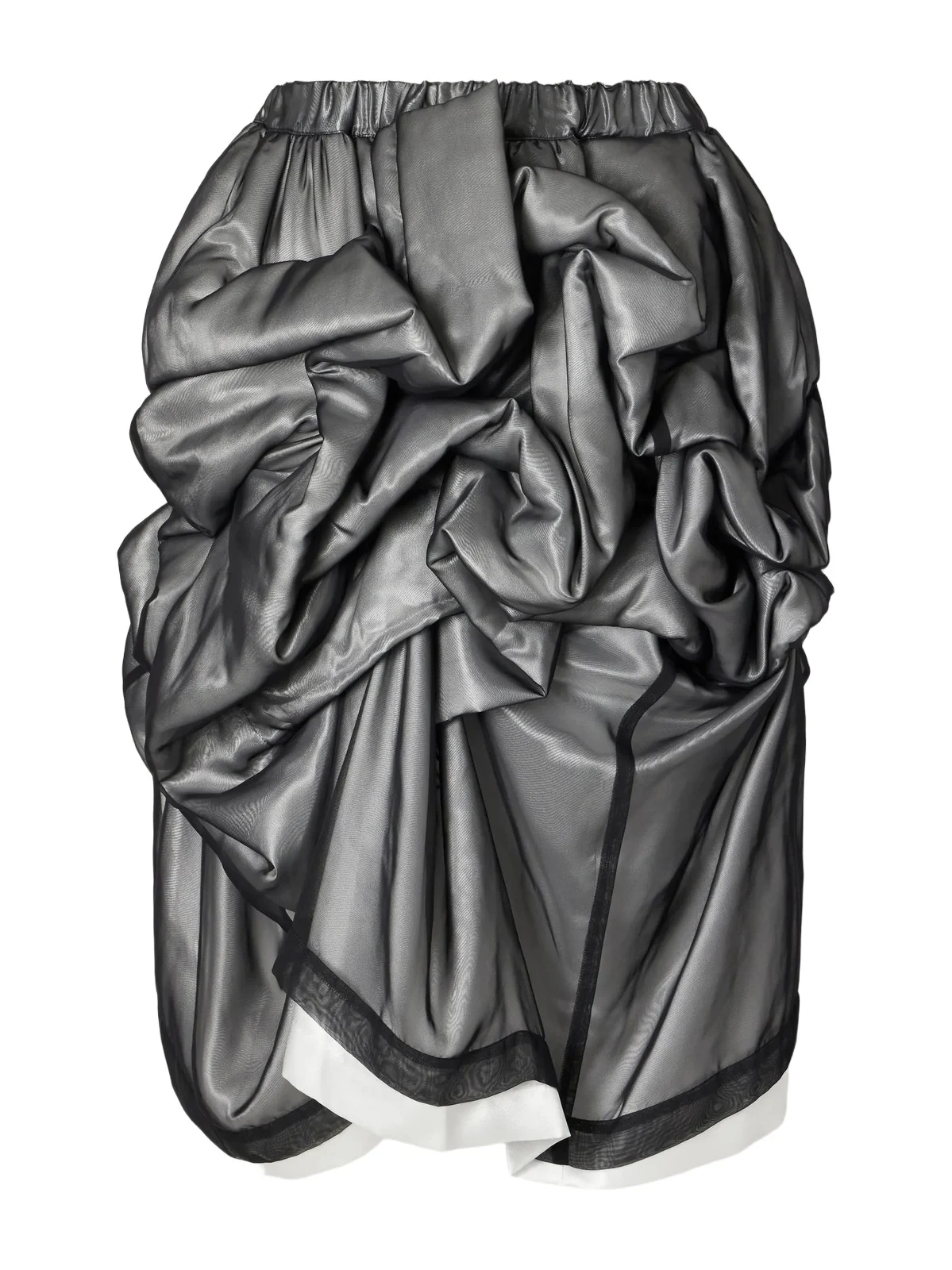 Comme des Garçons Ruched Georgette And Padded-satin Midi Skirt