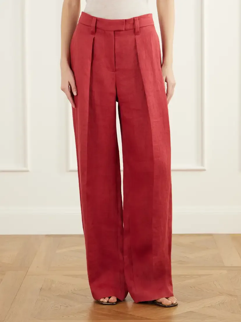 Brunello Cucinelli Pleated Linen-canvas Straight-leg Pants | Thumbnail 3 Brunello Cucinelli Pleated Linen-canvas Straight-leg Pants | Thumbnail 3
