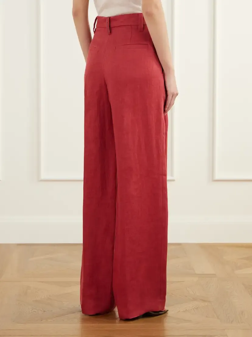 Brunello Cucinelli Pleated Linen-canvas Straight-leg Pants | Thumbnail 4 Brunello Cucinelli Pleated Linen-canvas Straight-leg Pants | Thumbnail 4