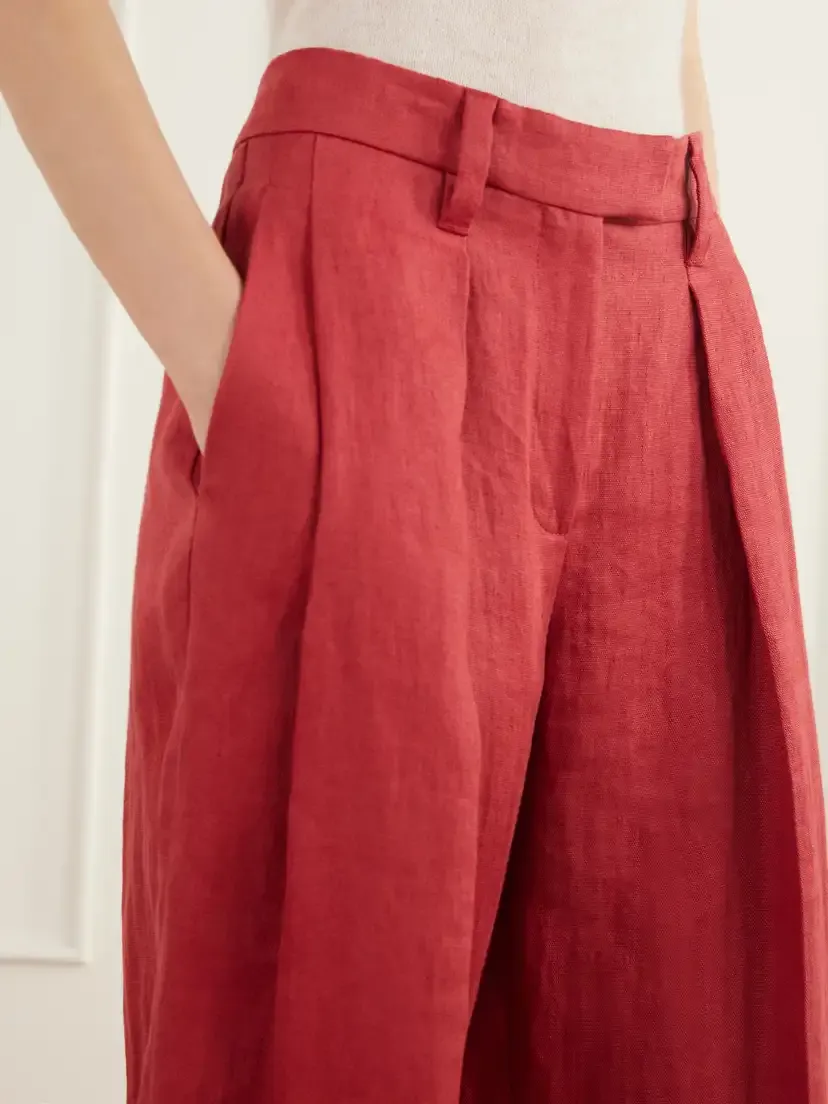 Brunello Cucinelli Pleated Linen-canvas Straight-leg Pants | Thumbnail 5 Brunello Cucinelli Pleated Linen-canvas Straight-leg Pants | Thumbnail 5