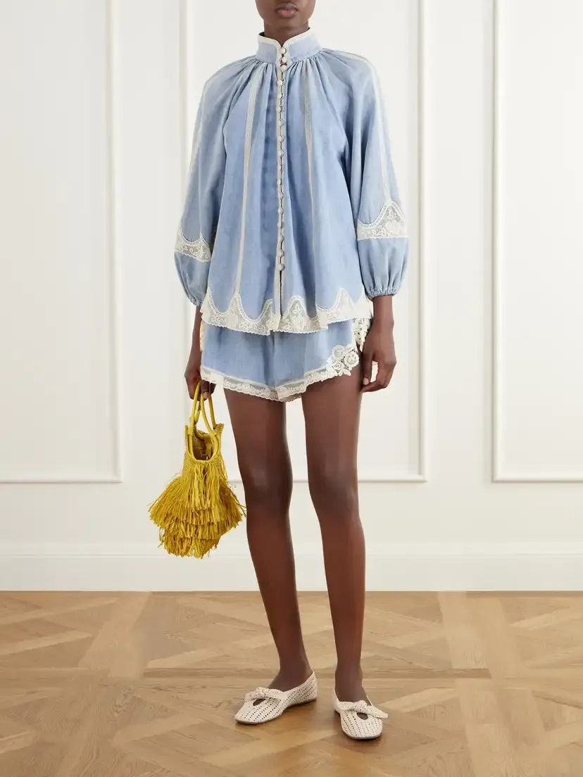 Zimmermann Fairlight Lace-trimmed Denim Blouse | Thumbnail 2 Zimmermann Fairlight Lace-trimmed Denim Blouse | Thumbnail 2