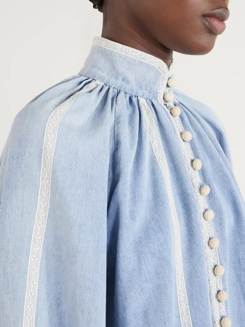 Zimmermann Fairlight Lace-trimmed Denim Blouse | Thumbnail 4 Zimmermann Fairlight Lace-trimmed Denim Blouse | Thumbnail 4