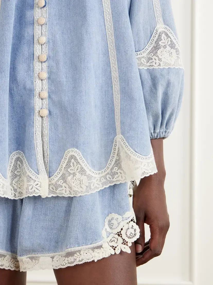 Zimmermann Fairlight Lace-trimmed Denim Blouse | Thumbnail 5 Zimmermann Fairlight Lace-trimmed Denim Blouse | Thumbnail 5