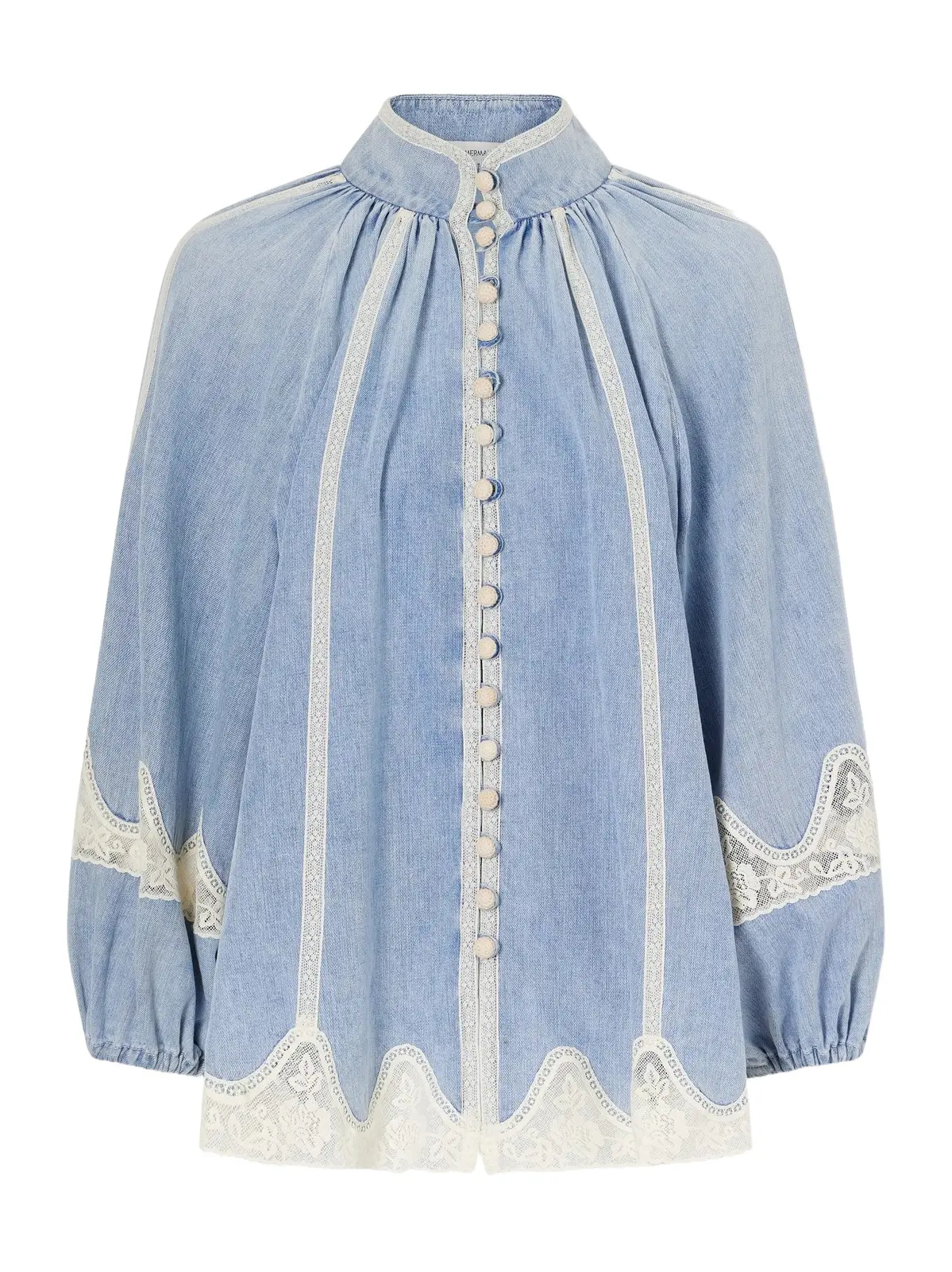 Fairlight Lace-trimmed Denim Blouse Fairlight Lace-trimmed Denim Blouse