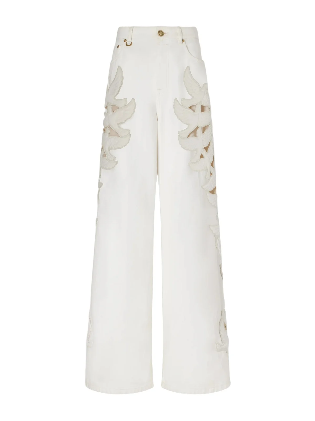 Appliquéd High-rise Straight-leg Jeans
