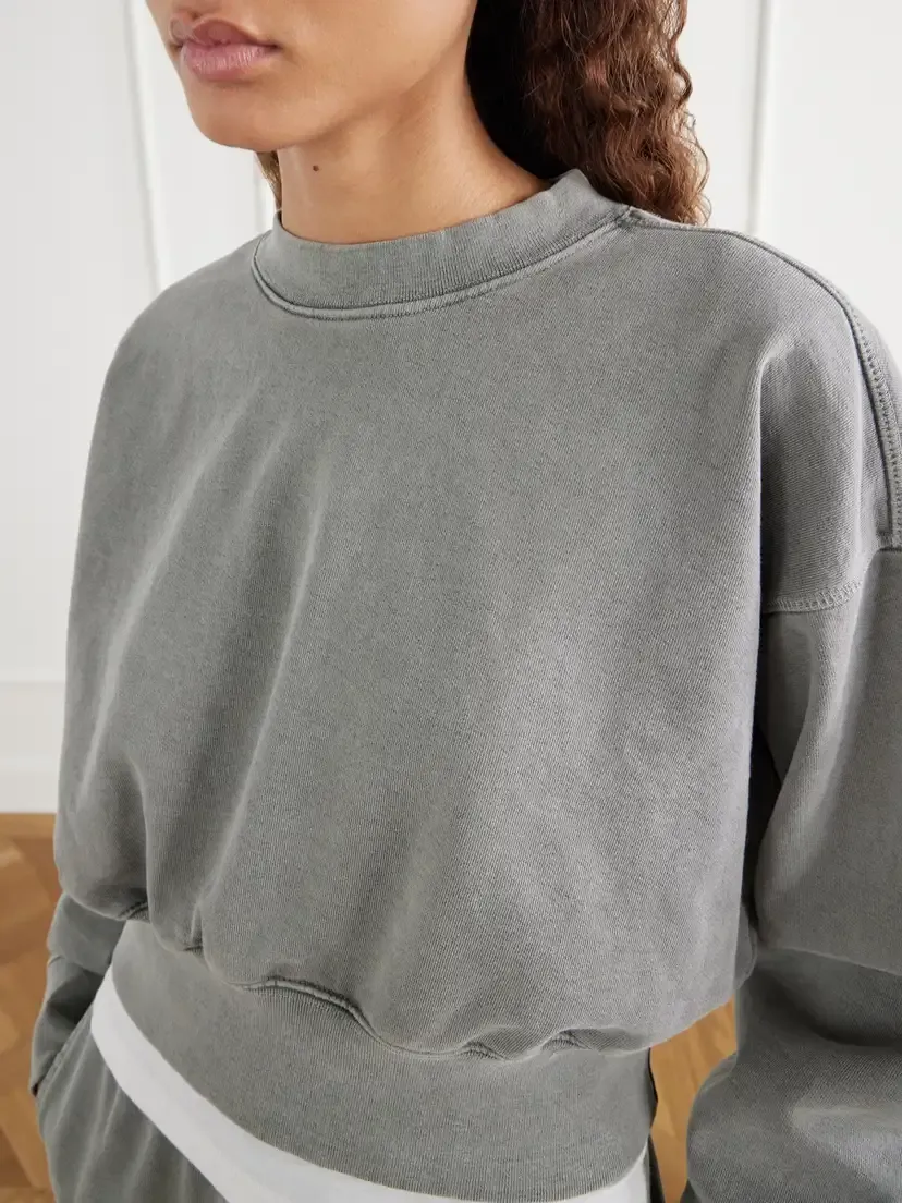 SLVRLAKE Cropped Cotton-jersey Sweatshirt | Thumbnail 4 SLVRLAKE Cropped Cotton-jersey Sweatshirt | Thumbnail 4