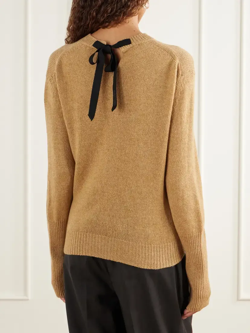 Lanvin Knot-detailed Grosgrain-trimmed Cashmere Sweater | Thumbnail 4 Lanvin Knot-detailed Grosgrain-trimmed Cashmere Sweater | Thumbnail 4