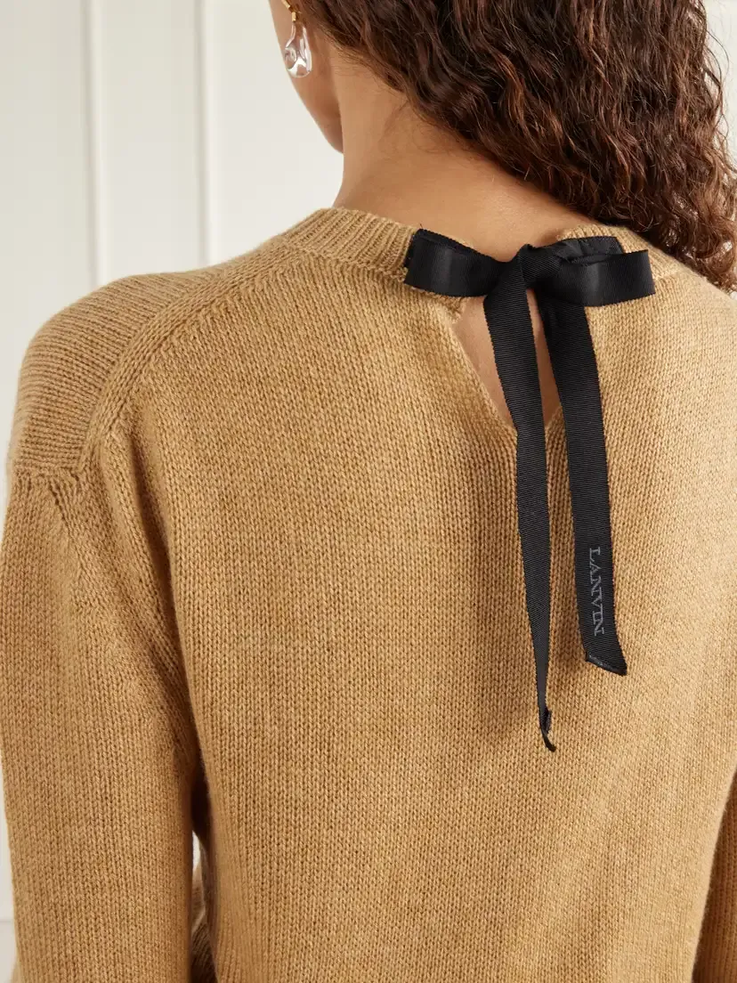 Lanvin Knot-detailed Grosgrain-trimmed Cashmere Sweater | Thumbnail 6 Lanvin Knot-detailed Grosgrain-trimmed Cashmere Sweater | Thumbnail 6