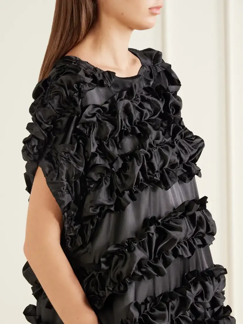 Comme des Garçons Comme des Garçons Ruffled Satin-trimmed Jersey Midi Dress | Thumbnail 4 Comme des Garçons Comme des Garçons Ruffled Satin-trimmed Jersey Midi Dress | Thumbnail 4