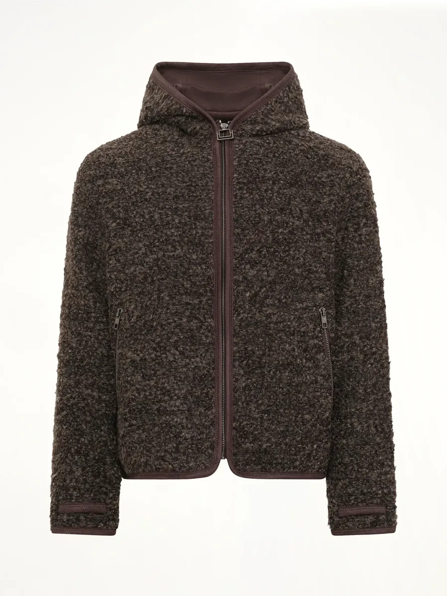 WOOYOUNGMI Fur Zipped Hoodie in Mud | Thumbnail 2 WOOYOUNGMI Fur Zipped Hoodie in Mud | Thumbnail 2