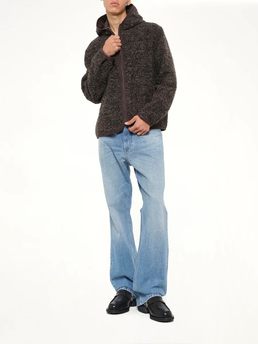 WOOYOUNGMI Fur Zipped Hoodie in Mud | Thumbnail 4 WOOYOUNGMI Fur Zipped Hoodie in Mud | Thumbnail 4