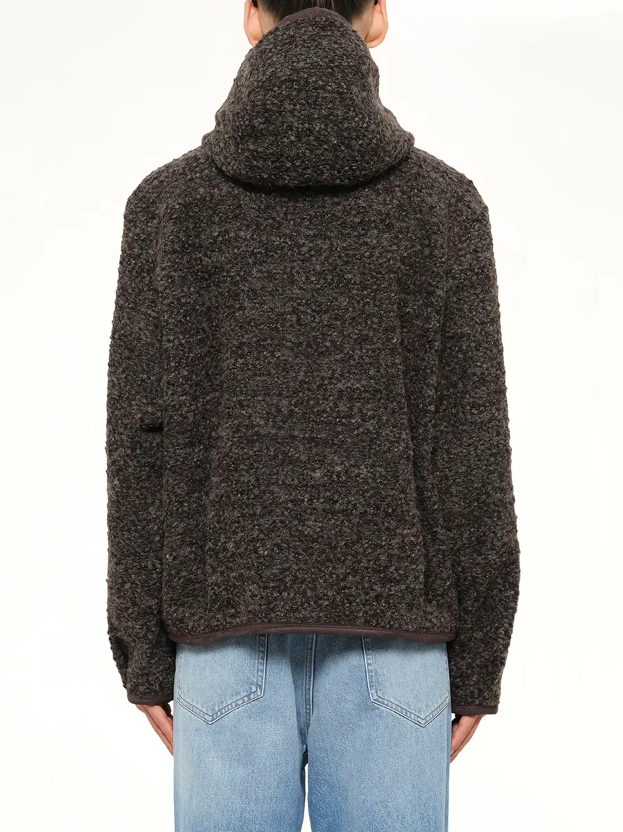 WOOYOUNGMI Fur Zipped Hoodie in Mud | Thumbnail 5 WOOYOUNGMI Fur Zipped Hoodie in Mud | Thumbnail 5