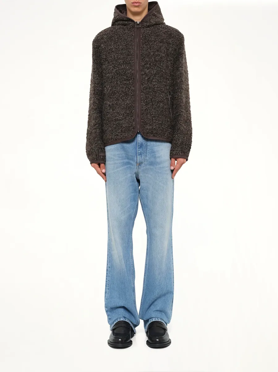 WOOYOUNGMI Fur Zipped Hoodie in Mud | Thumbnail 7 WOOYOUNGMI Fur Zipped Hoodie in Mud | Thumbnail 7