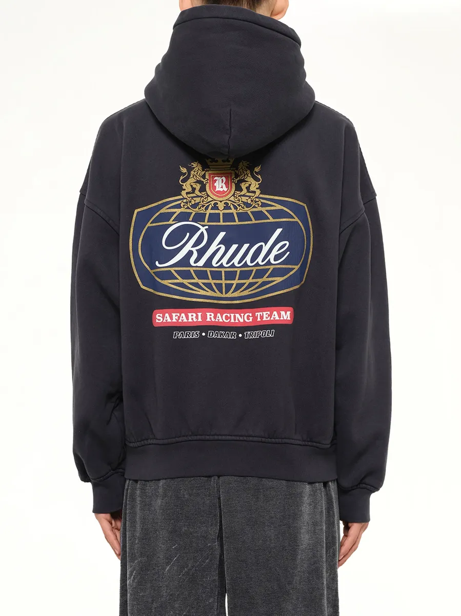 Rhude Safari Crest Zip Up Hoodie in Vintage Black | Thumbnail 5 Rhude Safari Crest Zip Up Hoodie in Vintage Black | Thumbnail 5