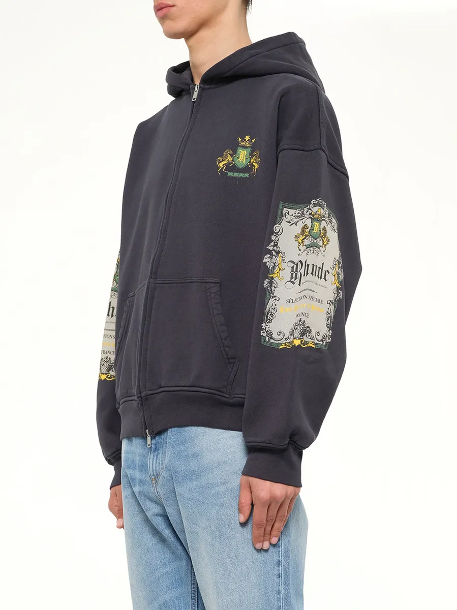 Rhude Bordeaux Reserve Zip Up Hoodie in Vintage Black/green | Thumbnail 3 Rhude Bordeaux Reserve Zip Up Hoodie in Vintage Black/green | Thumbnail 3