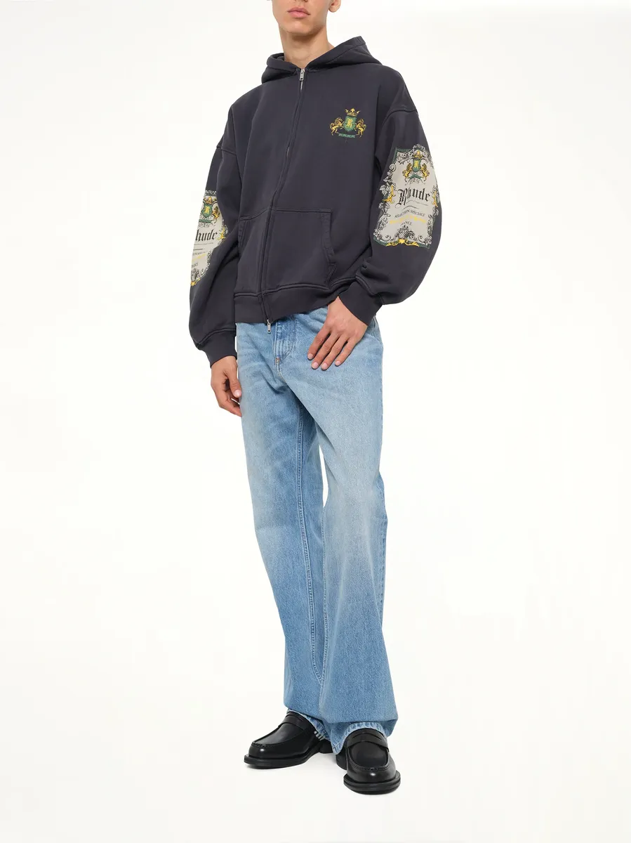 Rhude Bordeaux Reserve Zip Up Hoodie in Vintage Black/green | Thumbnail 4 Rhude Bordeaux Reserve Zip Up Hoodie in Vintage Black/green | Thumbnail 4